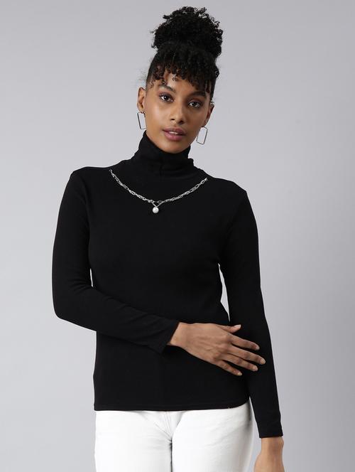 women solid high neck pullover - 20928995 - Very Small Image - 1