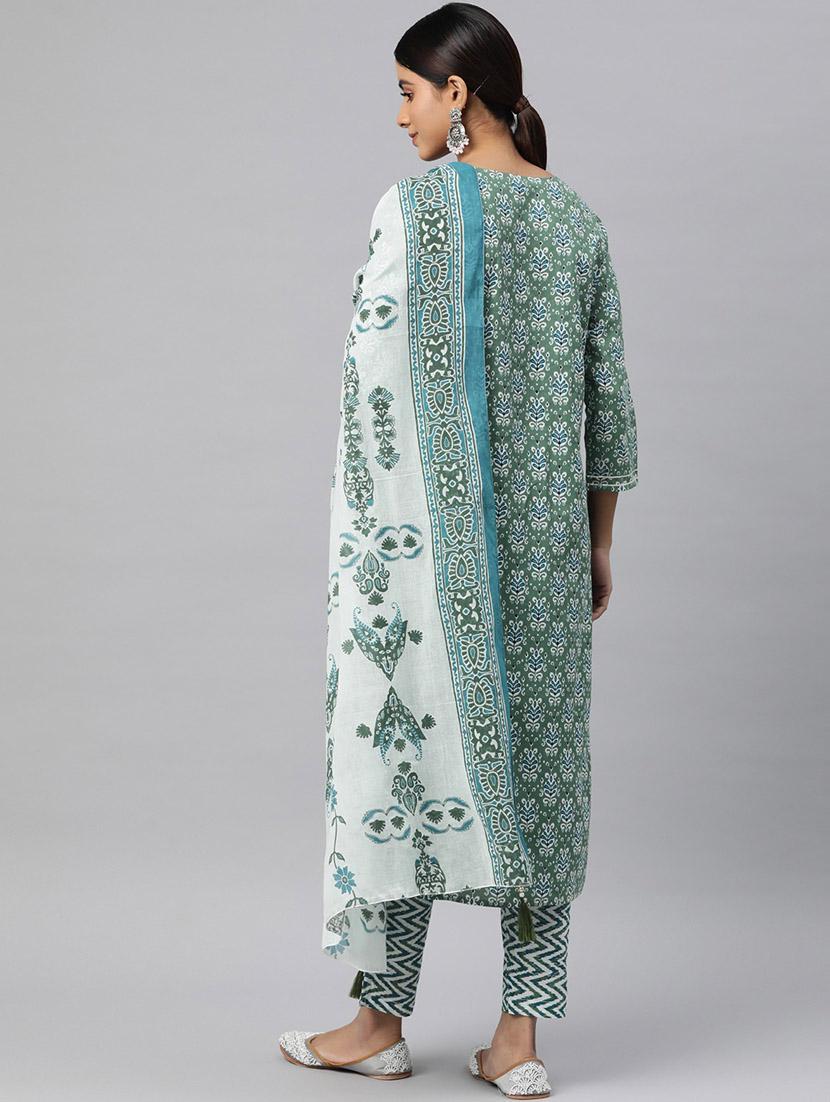 women three quarter sleeve kurta pant with dupatta set - 20929093 - Zoom Image - 2