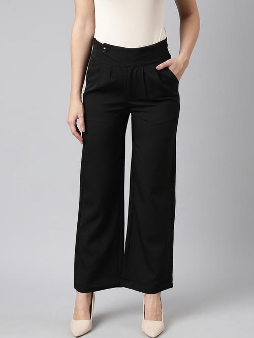 black cotton blend pleated trousers - 20929176 - Very Small Image - 1