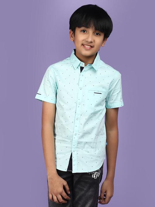 kids green printed casual shirt - 20929250 - Very Small Image - 1