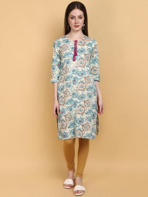 women tie-up neck straight kurta - 20929301 - Very Small Image - 1