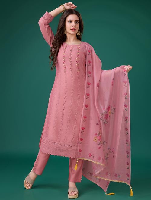 women three quarter sleeve kurta pant with dupatta set - 20929914 - Very Small Image - 1