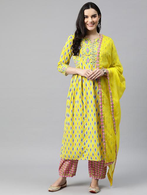 yellow cotton suit  set - 20930556 - Very Small Image - 1