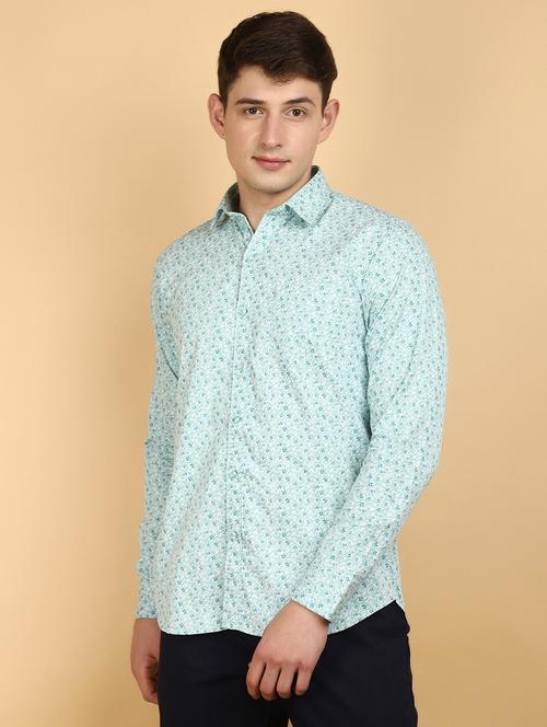 green cotton casual shirt - 20930698 - Very Small Image - 1