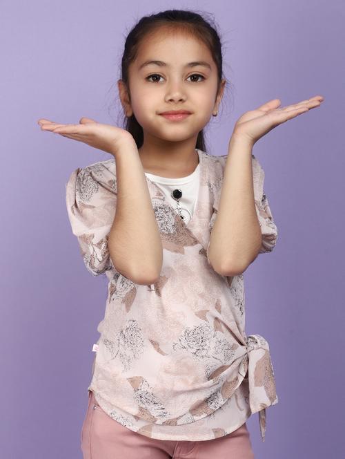 girls round neck printed top - 20934175 - Very Small Image - 1