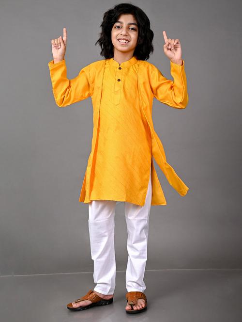yellow cotton blend kurta sets kurtas - 20943138 - Very Small Image - 1