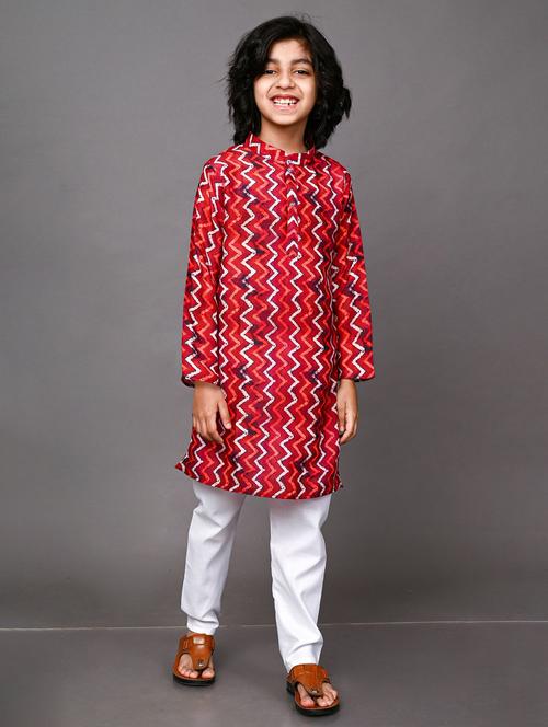 boys printed cotton kurta pyjama set - 20943189 - Very Small Image - 1