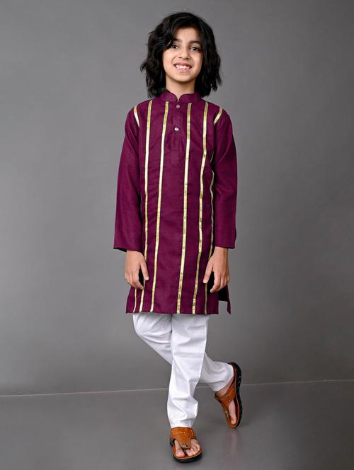 purple cotton blend kurta sets - 20943197 - Very Small Image - 1