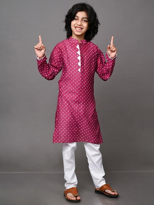 boys printed cotton kurta pyjama set - 20943233 - Very Small Image - 1
