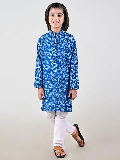 boys printed cotton kurta pyjama set - 20943286 - Very Small Image - 1