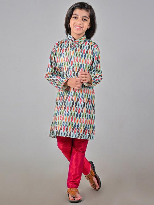 boys printed cotton kurta bottom set - 20943292 - Very Small Image - 1