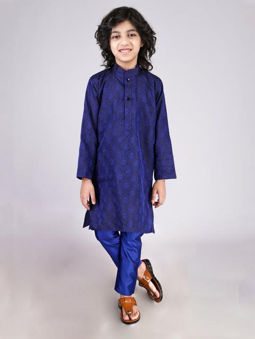 boys self design long sleeve kurta bottom set - 20943361 - Very Small Image - 1