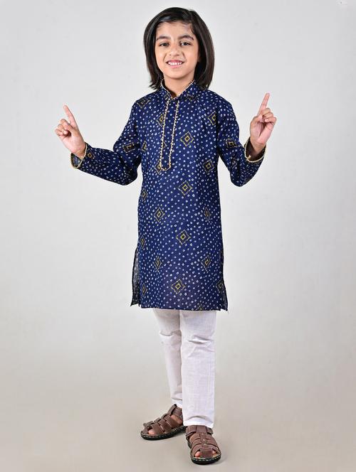 boys printed long sleeve kurta bottom set - 20943454 - Very Small Image - 1
