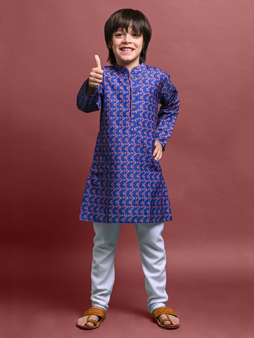 boys printed long sleeve kurta bottom set - 20943574 - Very Small Image - 1