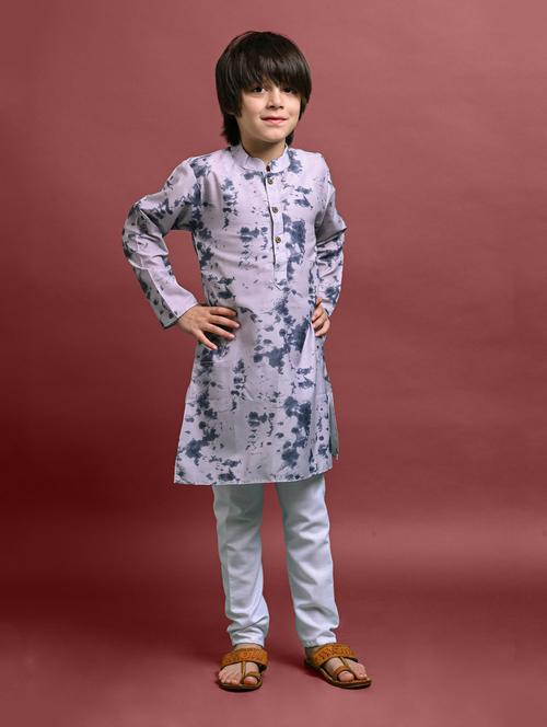 boys tie & dye long sleeve kurta bottom set - 20943585 - Very Small Image - 1
