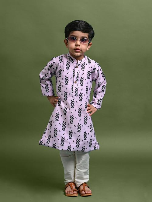 boys printed long sleeve kurta bottom set - 20943596 - Very Small Image - 1