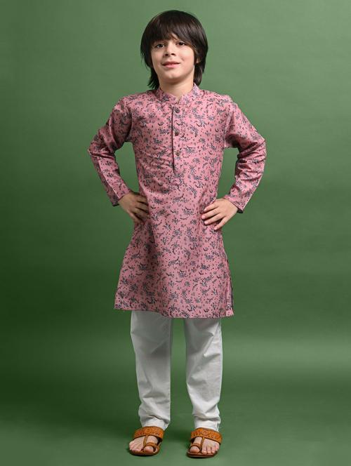 boys printed long sleeve kurta bottom set - 20943604 - Very Small Image - 1