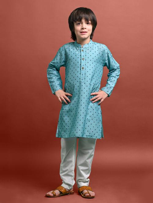 boys printed long sleeve kurta bottom set - 20943606 - Very Small Image - 1