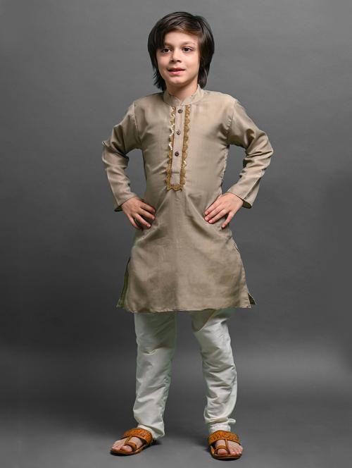 boys embroidered long sleeve kurta bottom set - 20943608 - Very Small Image - 1