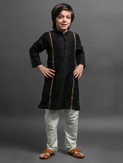 boys embroidered long sleeve kurta bottom set - 20943626 - Very Small Image - 1