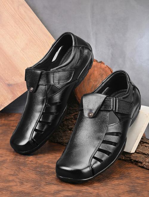 black leather slip on sandals - 20944714 - Very Small Image - 1