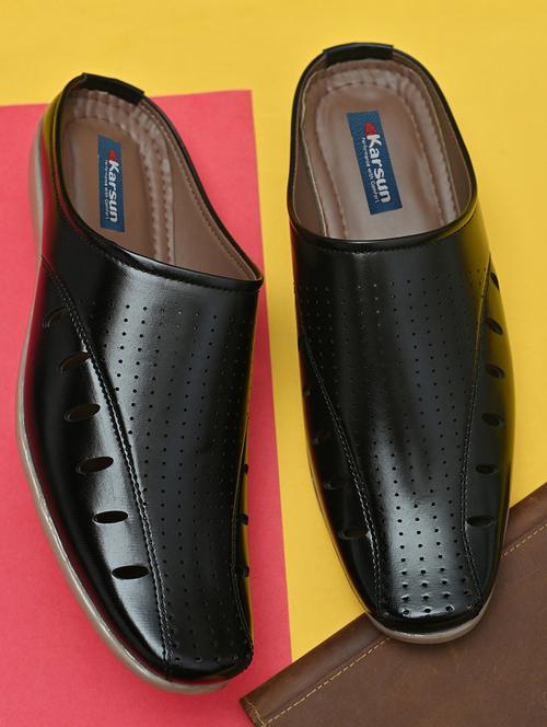 black faux leather slip on mules - 20944717 - Very Small Image - 1