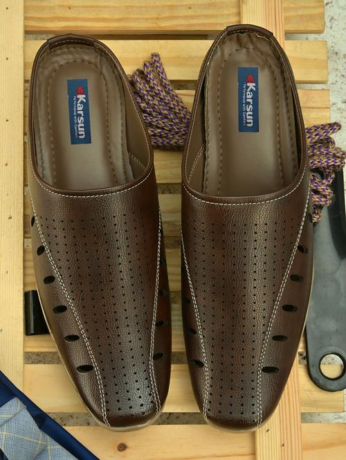 brown faux leather slip on mules - 20944718 - Very Small Image - 1