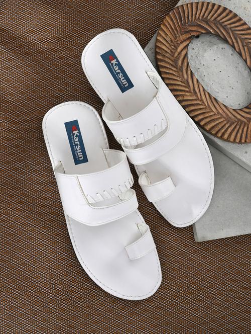 white faux leather slip on sandals - 20944738 - Very Small Image - 1