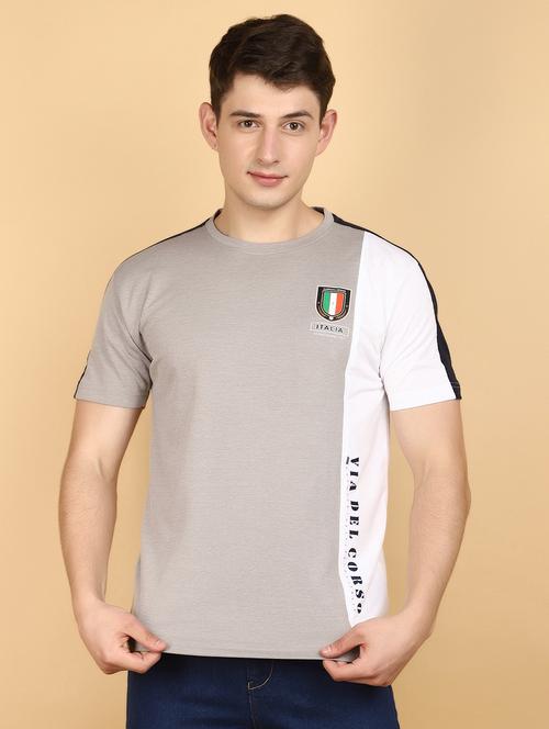 men round neck color block t-shirt - 20944891 - Very Small Image - 1