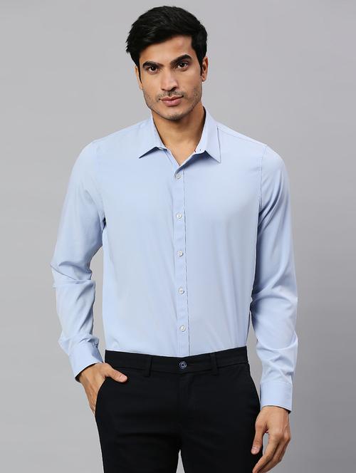 blue cotton blend formal shirt - 20945385 - Very Small Image - 1