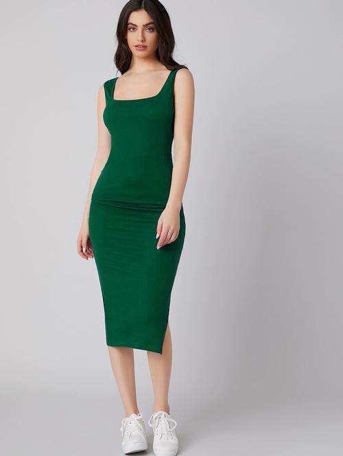 women bottle green solid bodycon dress - 20946436 - Very Small Image - 1