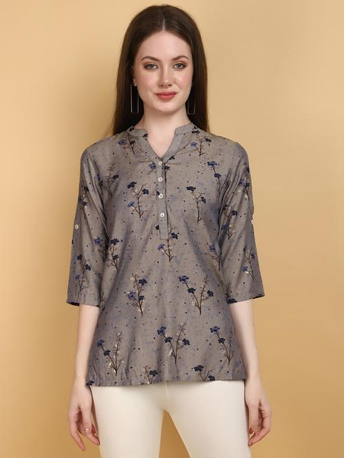women grey printed regular top - 20946542 - Very Small Image - 1