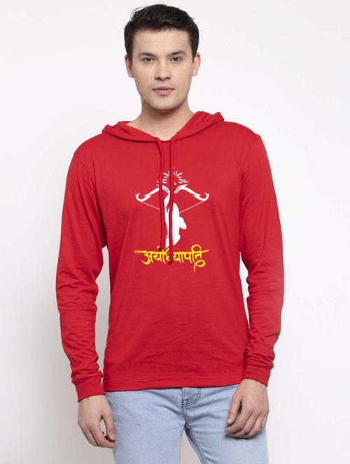 red cotton chest print sweatshirt - 20947313 - Very Small Image - 1