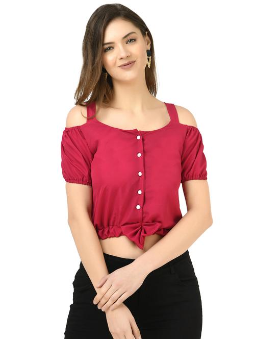 solid pink detailed regular top - 20947519 - Very Small Image - 1