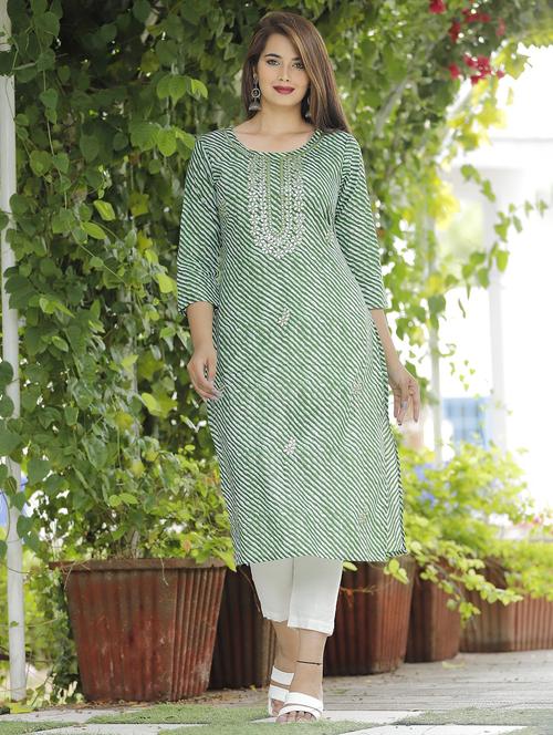 women leheriya cotton straight kurta - 20948149 - Very Small Image - 1