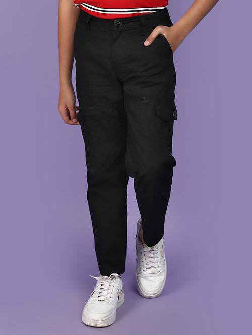 boys solid black cargo trouser - 20948401 - Very Small Image - 1