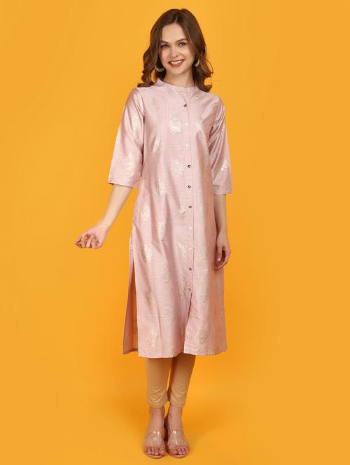 mauve cotton straight kurta - 20948703 - Very Small Image - 1