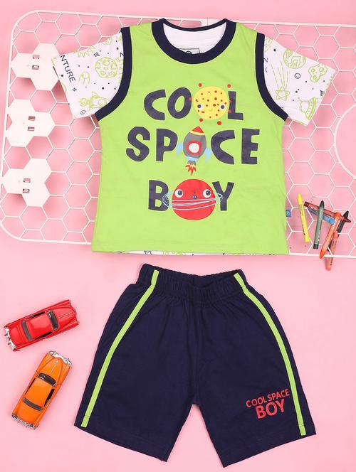 boys round neck printed shorts set - 20948725 - Very Small Image - 1