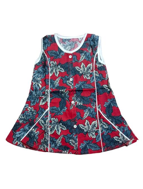 maroon floral printed cotton blend frock - 20949736 - Very Small Image - 1