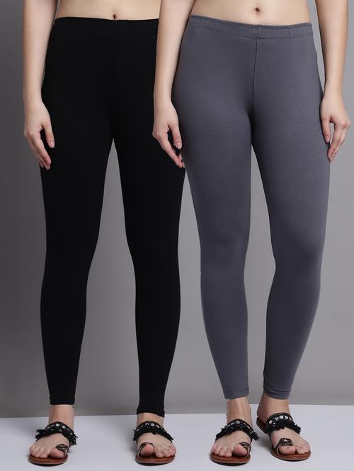 pack of 2 solid cotton leggings - 20950981 - Very Small Image - 1