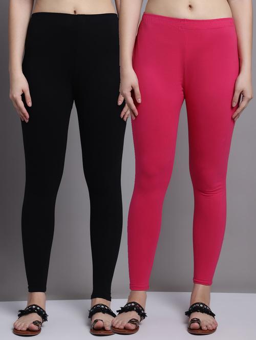 pack of 2 solid cotton leggings - 20950983 - Very Small Image - 1