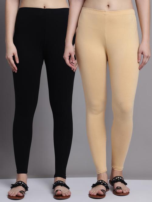 pack of 2 solid cotton leggings - 20950984 - Very Small Image - 1