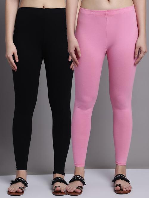pack of 2 solid cotton leggings - 20950985 - Very Small Image - 1