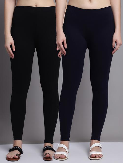 pack of 2 solid cotton leggings - 20950988 - Very Small Image - 1