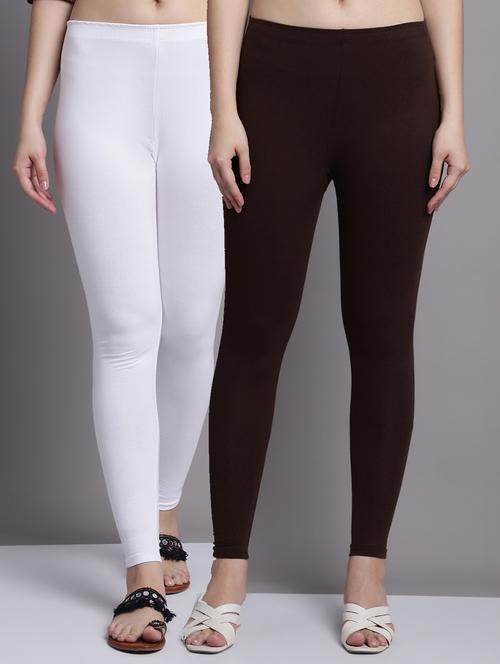 pack of 2 solid cotton leggings - 20951001 - Very Small Image - 1