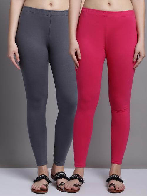 pack of 2 solid cotton leggings - 20951016 - Very Small Image - 1