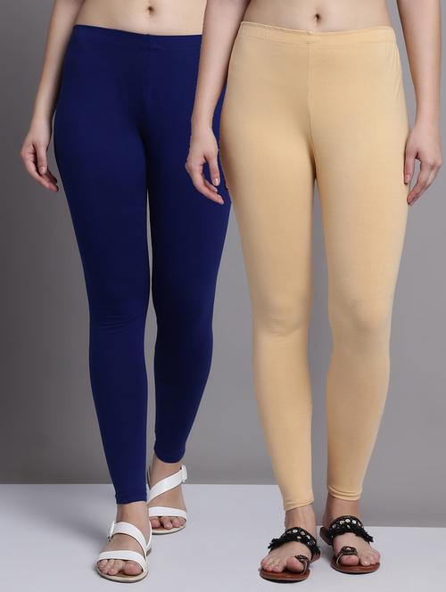 women multicolored solid set of 2 ankle length legging - 20951027 - Very Small Image - 1