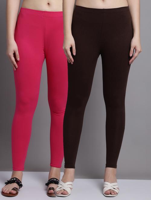 women multicolored solid set of 2 ankle length legging - 20951042 - Very Small Image - 1