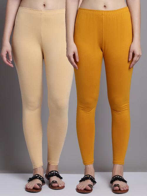 women multicolored solid set of 2 ankle length legging - 20951052 - Very Small Image - 1
