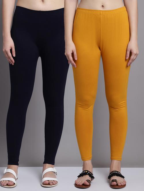 women multicolored solid set of 2 ankle length legging - 20951078 - Very Small Image - 1
